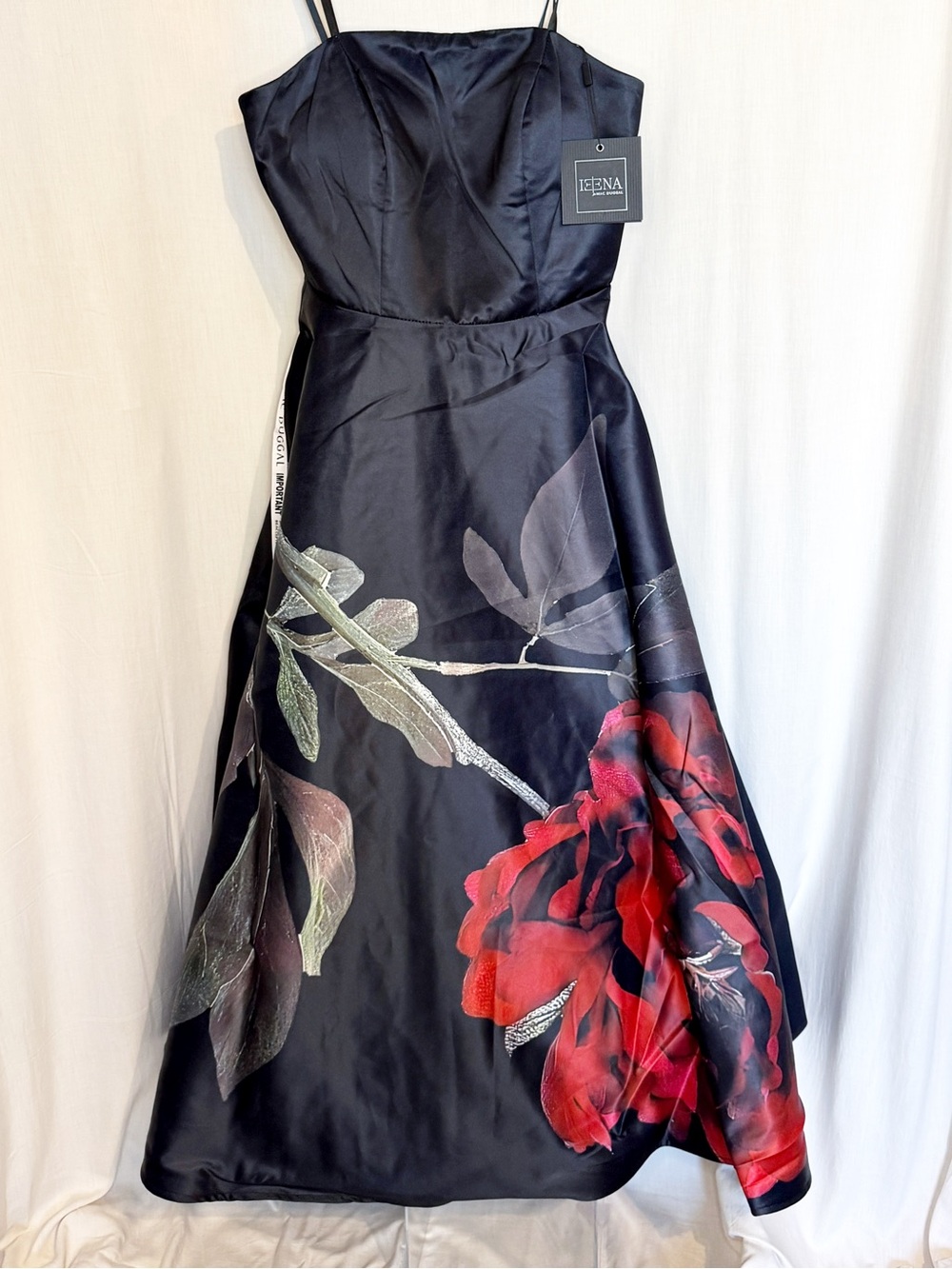 Mac Duggal Strapless Black Gown with Red Floral Accent - Picture 2 of 16